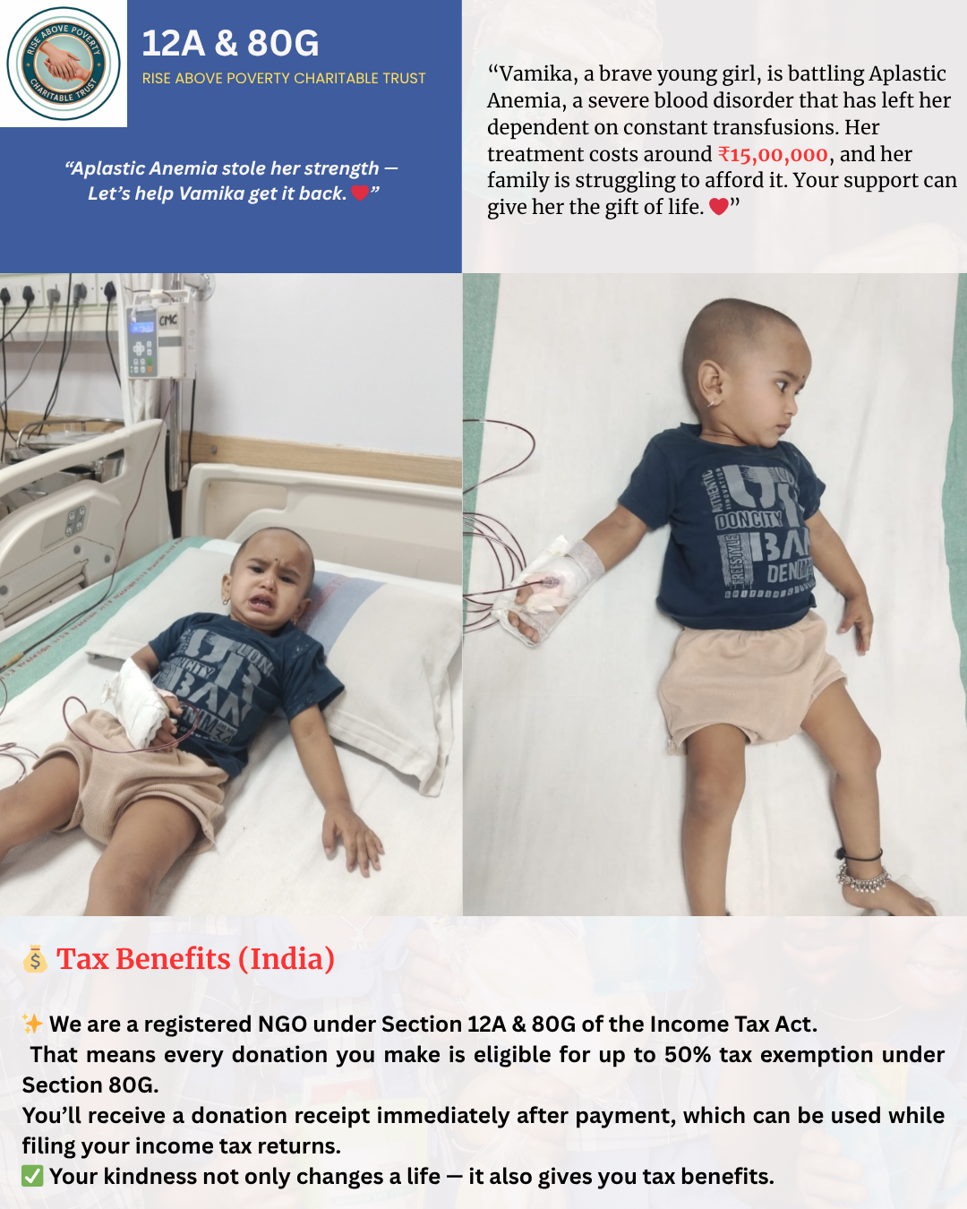 “Stand With Vamika Against Aplastic Anemia (Blood Cancer)”